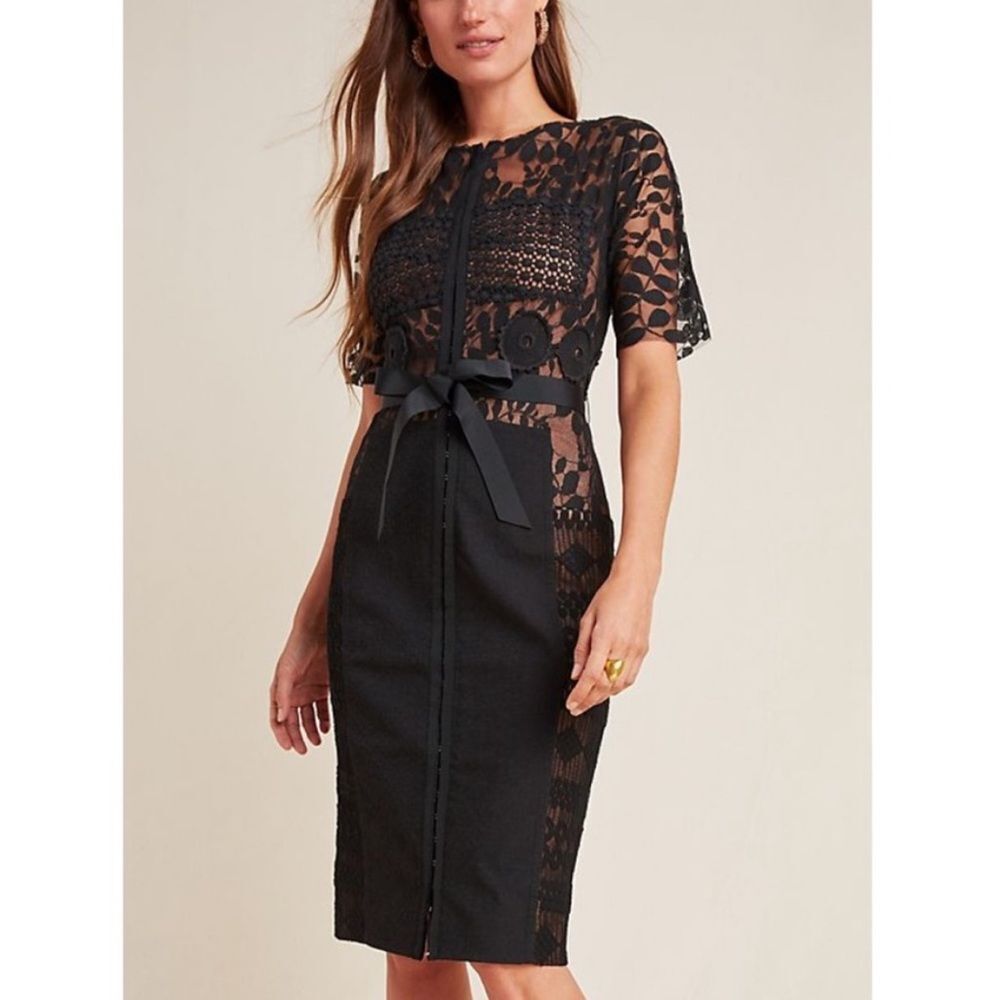 Byron Lars Beguile Carissima Lace Midi Sheath Dress Black Size 2